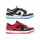 Kit 2 Pares Dunk Low Preto Vermelho Verniz e Branco Preto Verniz